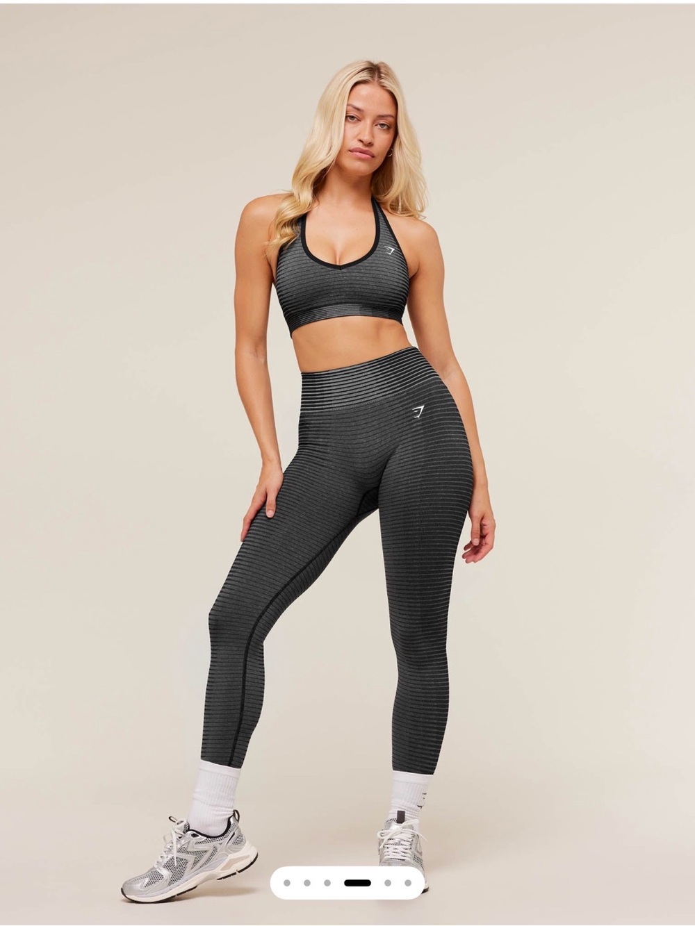 GYMSHARK Onxy Grey Sports Seamless Halter Top Set Size M